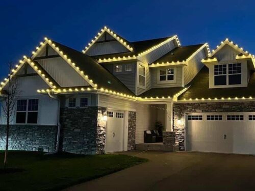 Beautiful Christmas Lights on house in warm white